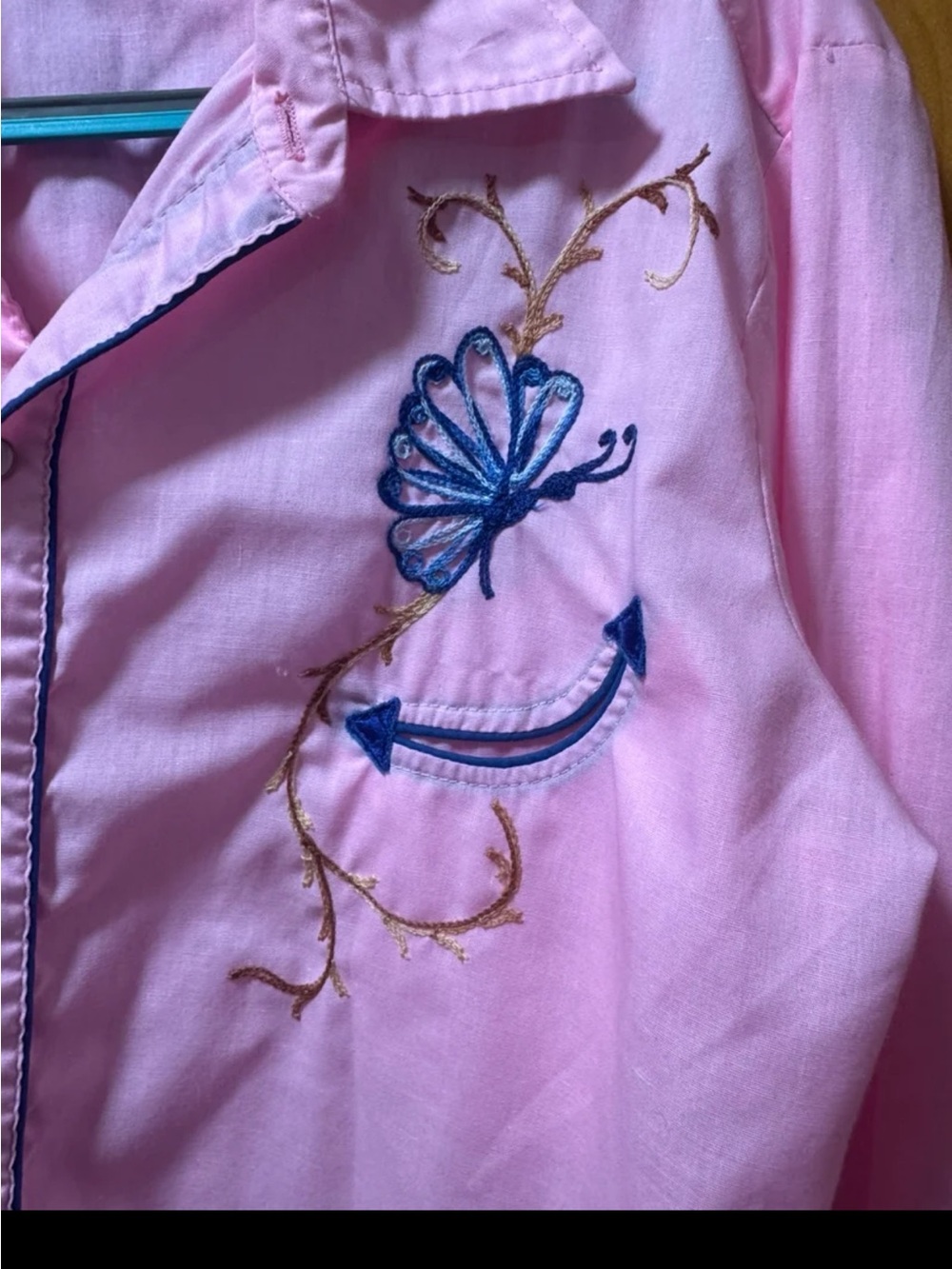 Vintage - H BAR C RANCHWEAR - Pearl Snap - Butterfly Embroidered Western Shirt - Picture 4 of 12